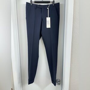 NWT Exbit Men's Navy Blue Dress Pants Flat Front Made in Italy size 46 US 32*32